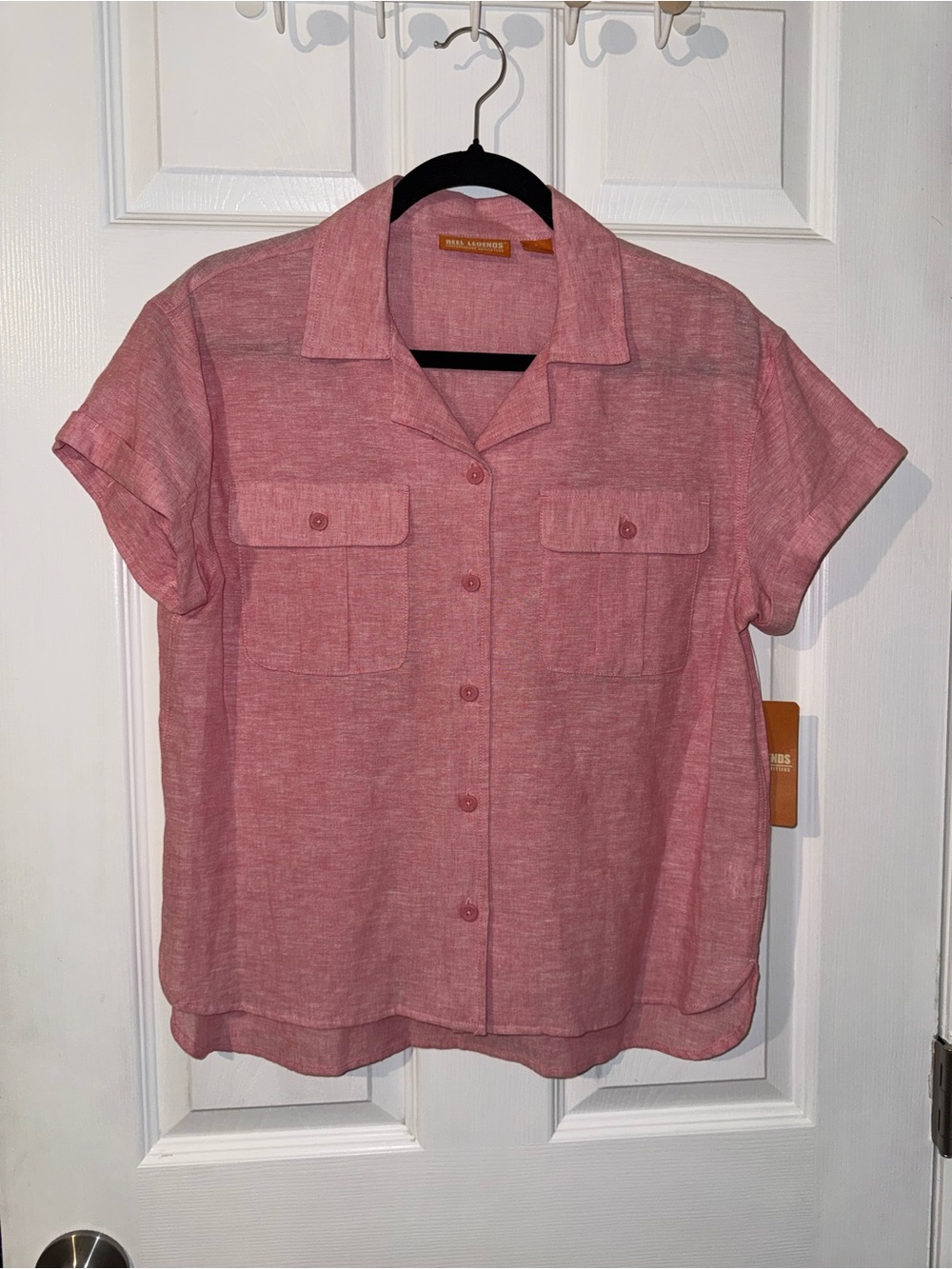 Reel Legends Women’s Linen Cotton Blend Button Up Shirt Size Small Pink NWT